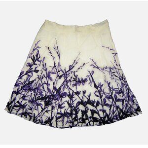 COLDWATER CREEK White Skirt with Purple Floral Print Size Petite M PM 10 12